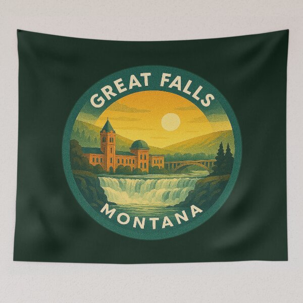 Item preview, Great Falls Montana USA Vintage Travel  designed and sold by Thistle-TShop.
