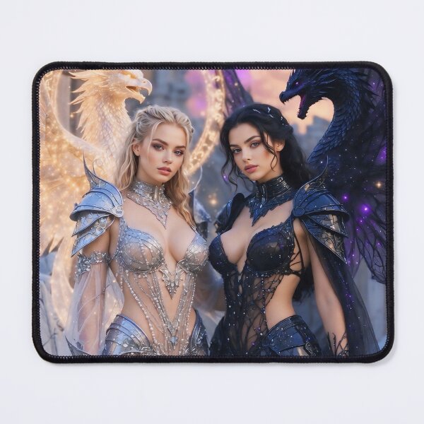 Item preview, Queen of Death & Beauty: Shadow Dragon vs Phoenix Wings Duo designed and sold by SunsetAngelsAI.