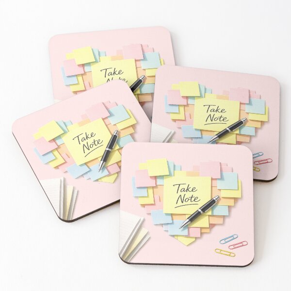 Item preview, Take Note Heart – Office Supplies Valentine Pun designed and sold by PunchDrop.