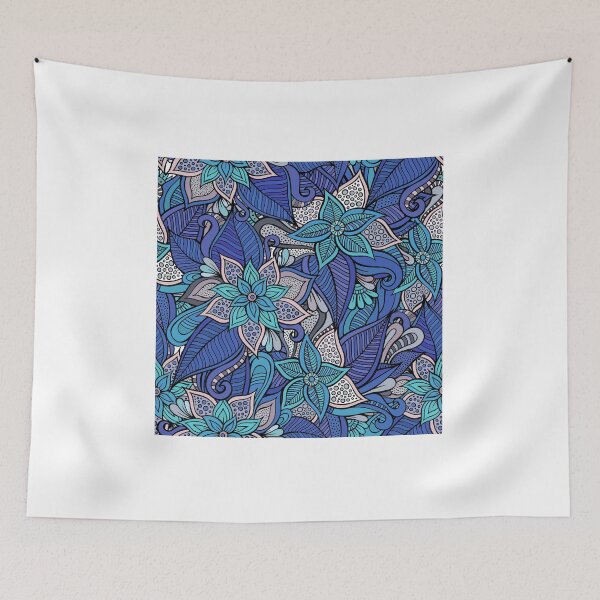 Item preview, Serene Botanical Bloom – Blue, Green & White Floral Harmony designed and sold by Fouziaart08.