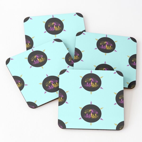 Item preview, Neon Psychedelic Pine Tree Mountain Landscape Seamless Pattern designed and sold by Brinkenburger.