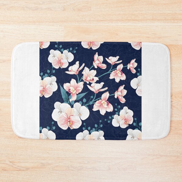 Item preview, Blue Blossom Dream – Pink Floral Pattern on Blue Background designed and sold by Fouziaart08.