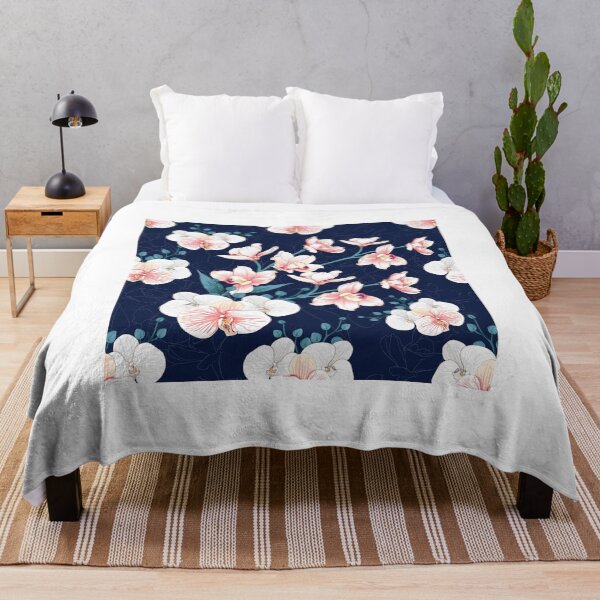 Item preview, Blue Blossom Dream – Pink Floral Pattern on Blue Background designed and sold by Fouziaart08.