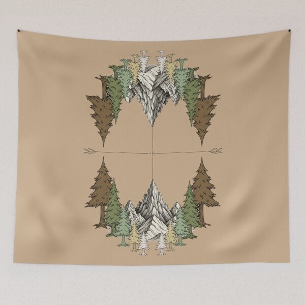 Item preview, Vintage Botanical Pine Mountain Symmetrical Illustration designed and sold by Brinkenburger.