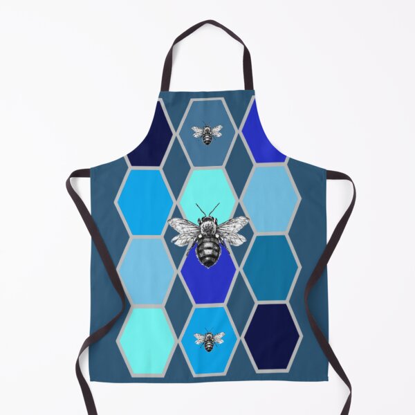 Item preview, Bees in a Hexagon Shades of Blue designed and sold by kel72.