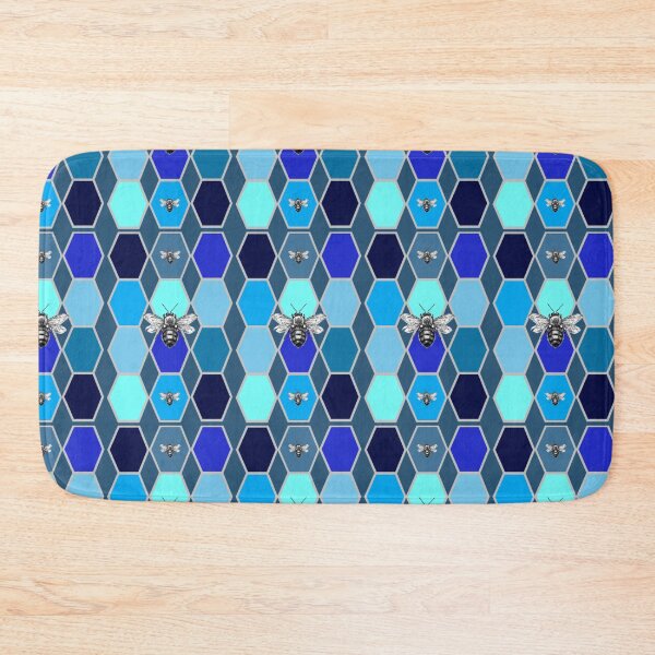 Item preview, Bees in a Hexagon Shades of Blue designed and sold by kel72.