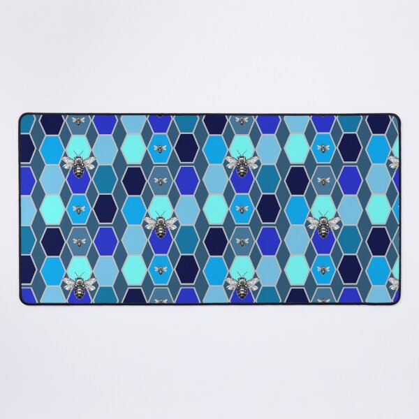 Item preview, Bees in a Hexagon Shades of Blue designed and sold by kel72.