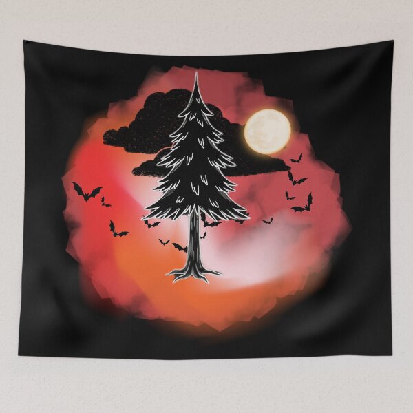 Item preview, Gothic Blood Moon Pine Tree Bats Spooky Halloween designed and sold by Brinkenburger.