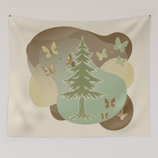 Item preview, Earthy Goblincore Pine Tree Butterfly Whimsical Nature designed and sold by Brinkenburger.