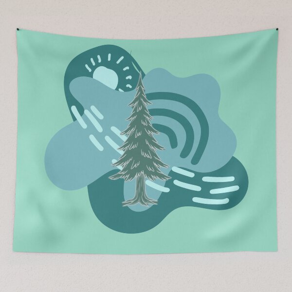 Item preview, Abstract Scandi Teal Pine Tree Forestcore Nature designed and sold by Brinkenburger.