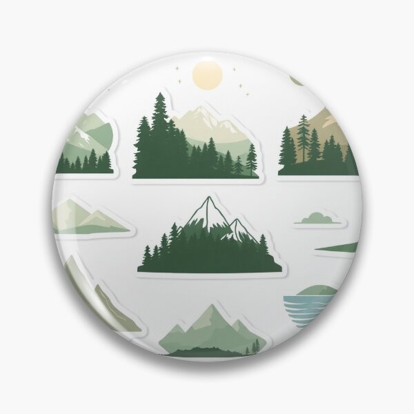 Item preview, Sticker paysages montagne minimaliste vert nature designed and sold by HLStickyArtCo.