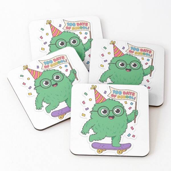Item preview, Cool Furry Monster on Skateboard 100 Days of School Flag designed and sold by Bambear.