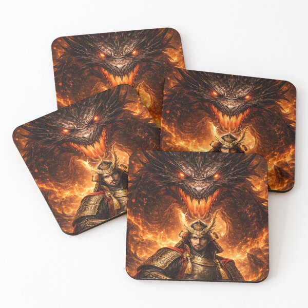 Item preview, Samurai Warlord and Fire Dragon | Legendary Japanese Warrior Art | Mori no Akari Series designed and sold by Mori-no-Akari.