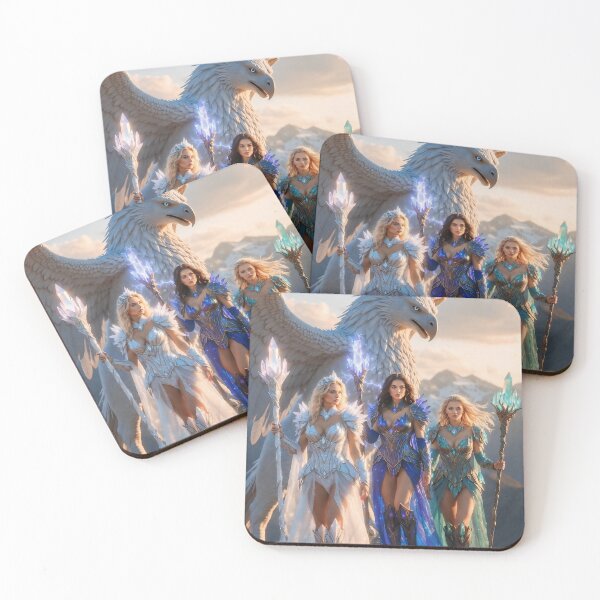 Item preview, Frost Ice Queens Trio: White Phoenix Dragon & Crystal Magic designed and sold by SunsetAngelsAI.