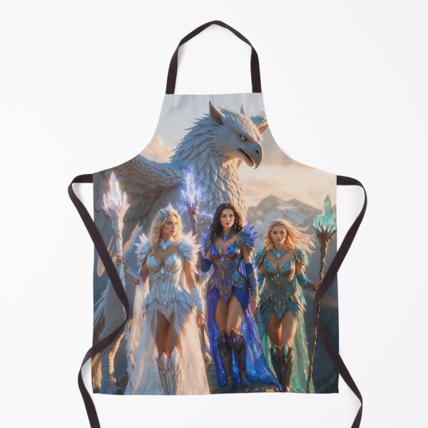 Item preview, Frost Ice Queens Trio: White Phoenix Dragon & Crystal Magic designed and sold by SunsetAngelsAI.