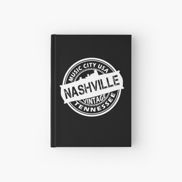 Vintage Nashville Music City Skyline Stamp Graphic Gift Hardcover Journal