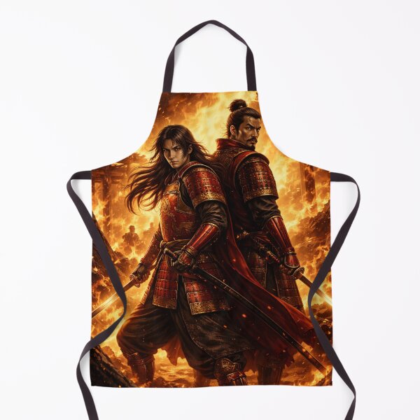 Item preview, Samurai Duo in Flames | Legendary Japanese Warriors | Mori no Akari Series designed and sold by Mori-no-Akari.
