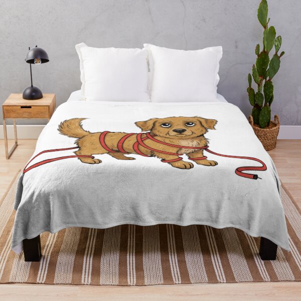 Item preview, Funny Dog Tangled in Red Leash - Cute Puppy Trouble Art designed and sold by Flex & Fur.