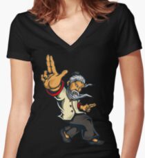 Quad Fang Finger Style Women's Fitted V-Neck T-Shirt