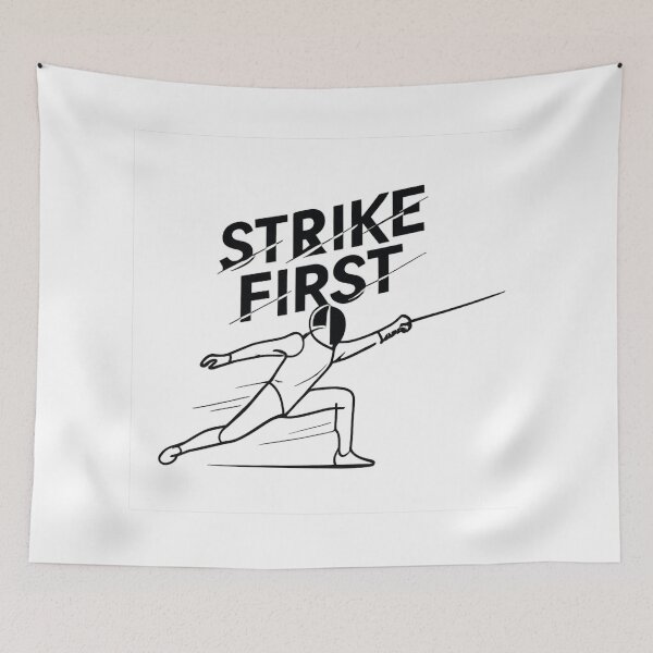 Item preview, Strike First - Minimalist Fencing Lunge Illustration designed and sold by MKreative Studio.