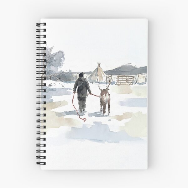 Item preview, Winter Walk in Kiruna Sweden - watercolor illustration designed and sold by clausbjoern.