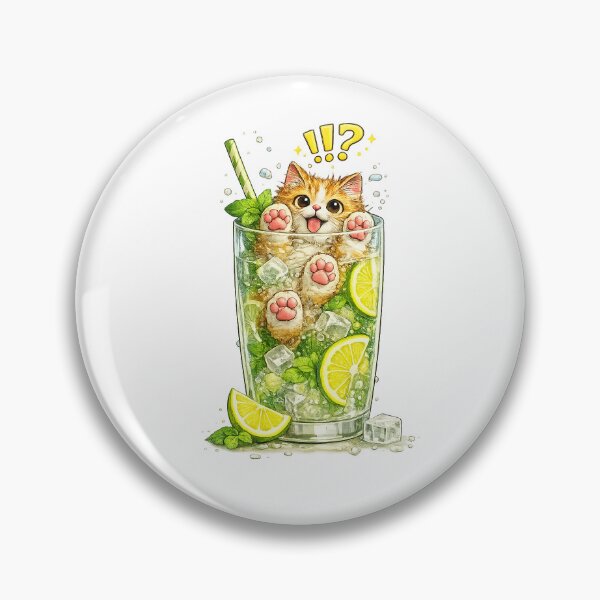 Item preview, Cute Cat in Mojito Glass Illustration designed and sold by Beachy Beasts.