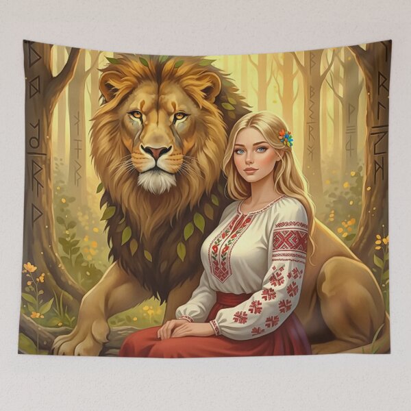 Item preview, Ukrainian Soul: Fantasy Princess and the Guardian Lion designed and sold by Holub Art Studio & design.