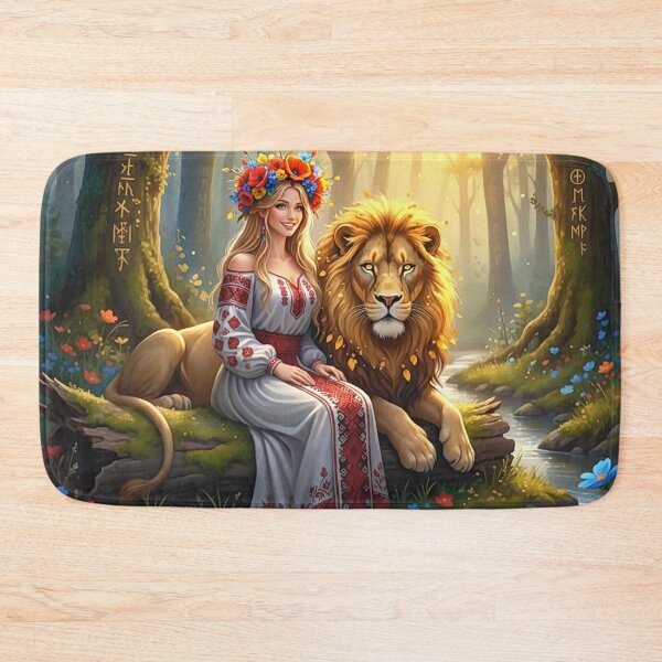 Item preview, Slavic Guardian: Ukrainian Princess with Forest Lion designed and sold by Holub Art Studio & design.