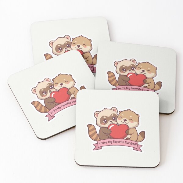 Item preview, You're My Favorite Fuzzball! Cute Kawaii Raccoon and Otter Valentine designed and sold by arup7980.