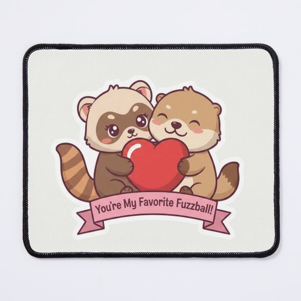 Item preview, You're My Favorite Fuzzball! Cute Kawaii Raccoon and Otter Valentine designed and sold by arup7980.