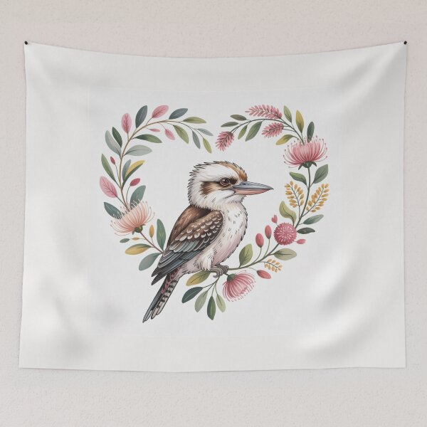 Item preview, Australian Valentine Kookaburra Wildflowers Love Heart designed and sold by Wennebabs.