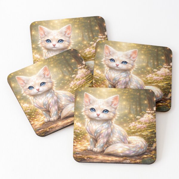 Item preview, Nacre White Cat on the Flower Path designed and sold by PurrfectWhisper.