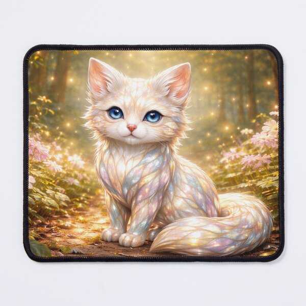 Item preview, Nacre White Cat on the Flower Path designed and sold by PurrfectWhisper.