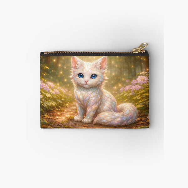Item preview, Nacre White Cat on the Flower Path designed and sold by PurrfectWhisper.