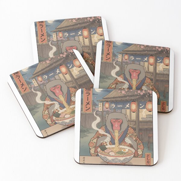 Item preview, Japanese Monkey Ramen Noodle Eater Ukiyo-e designed and sold by k3rstman1.