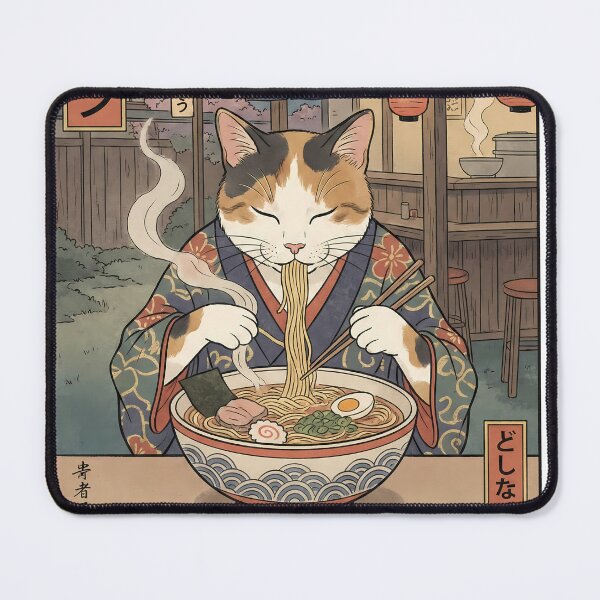 Item preview, Ukiyo-e Cat Eating Ramen Japanese Night designed and sold by k3rstman1.