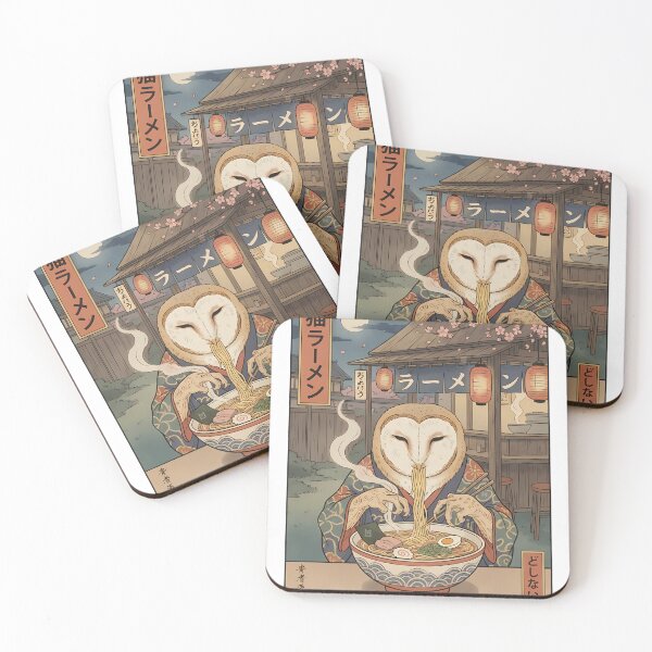 Item preview, Whimsical Owl Eating Japanese Ramen Noodles designed and sold by k3rstman1.