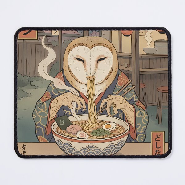 Item preview, Whimsical Owl Eating Japanese Ramen Noodles designed and sold by k3rstman1.