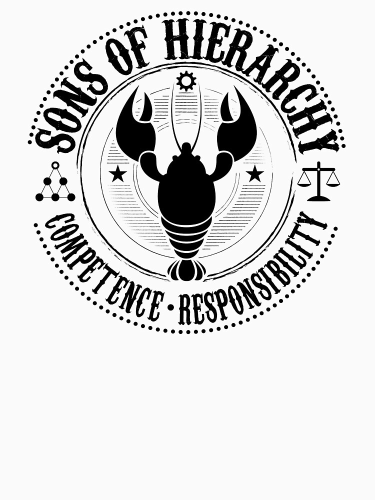 symbolisiert die ursprüngliche Natur und Unvermeidlichkeit von Hierarchien. Links befindet sich ein einfaches Pyramidensymbol für die Hierarchie. Auf der rechten Seite befindet sich ein Symbol, das die Wahrheit enthält von ccg6271