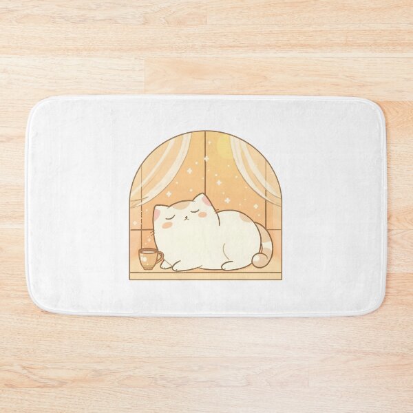 Artikelvorschau, Niedliche Katze streckt sich im warmen Sonnenlicht auf der Fensterbank | Illustration für einen gemütlichen, ruhigen Tag mit Freunden entworfen und verkauft von SlowDayFriends.