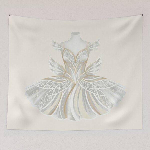 Item preview, Victorian Swan Dress on Mannequin – Gothic Ballet Fashion Art designed and sold by MuseAI.
