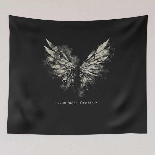 Item preview, Echo Fades Fire Stays Wings T-Shirt – Dark Angel Gothic Streetwear designed and sold by KDesignCrafts.