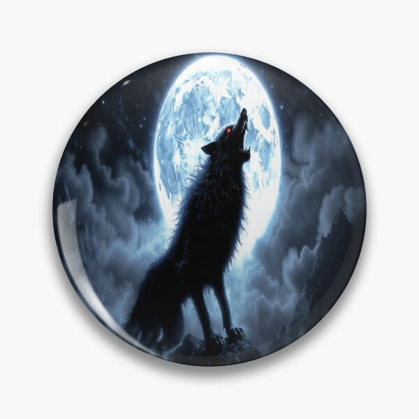 Artikelvorschau, Wolfssilhouette beim blauen Mond entworfen und verkauft von NovaDigitalArt45.