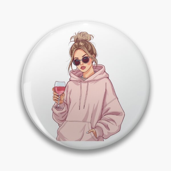 Item preview, Cozy Girl with Wine – Pink Hoodie Aesthetic Illustration designed and sold by Activity01.
