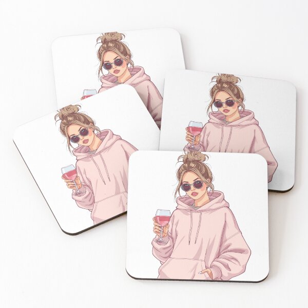 Item preview, Cozy Girl with Wine – Pink Hoodie Aesthetic Illustration designed and sold by Activity01.