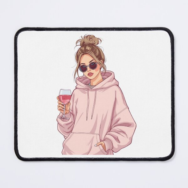 Item preview, Cozy Girl with Wine – Pink Hoodie Aesthetic Illustration designed and sold by Activity01.