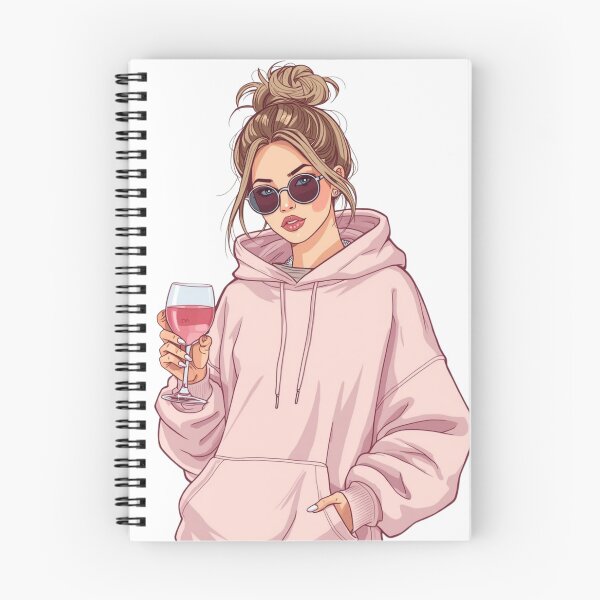 Item preview, Cozy Girl with Wine – Pink Hoodie Aesthetic Illustration designed and sold by Activity01.