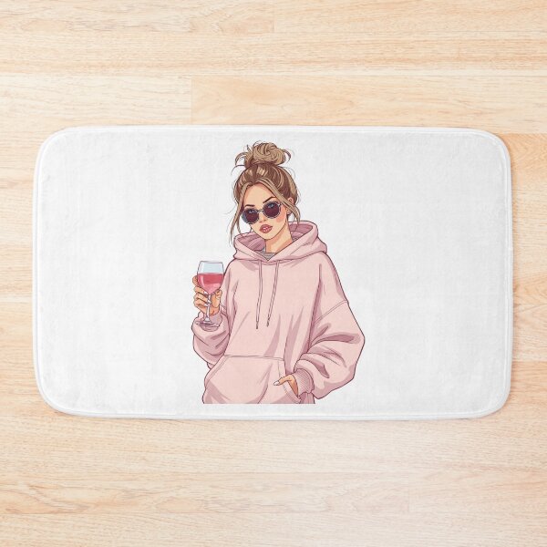 Item preview, Cozy Girl with Wine – Pink Hoodie Aesthetic Illustration designed and sold by Activity01.