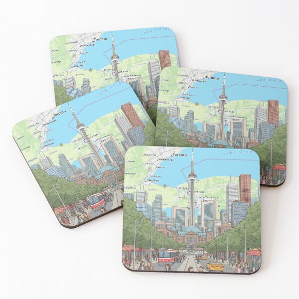 Item preview, Toronto Skyline Print | Illustrated City Wall Art | Urban Street Scene Decor | CN Tower Poster designed and sold by shopcanva.