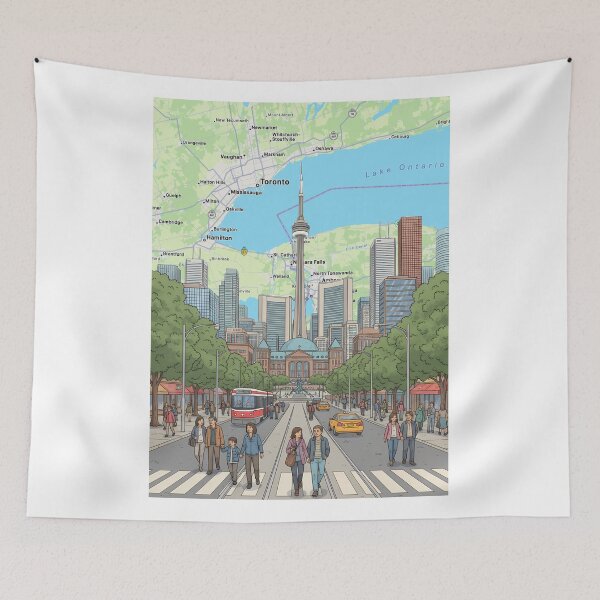 Item preview, Toronto Skyline Print | Illustrated City Wall Art | Urban Street Scene Decor | CN Tower Poster designed and sold by shopcanva.